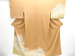 家屋に松笹模様刺繍訪問着